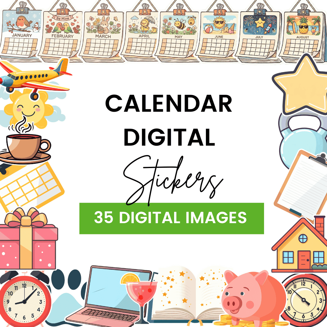 HobbyScool Calendar Digital Stickers Mock up