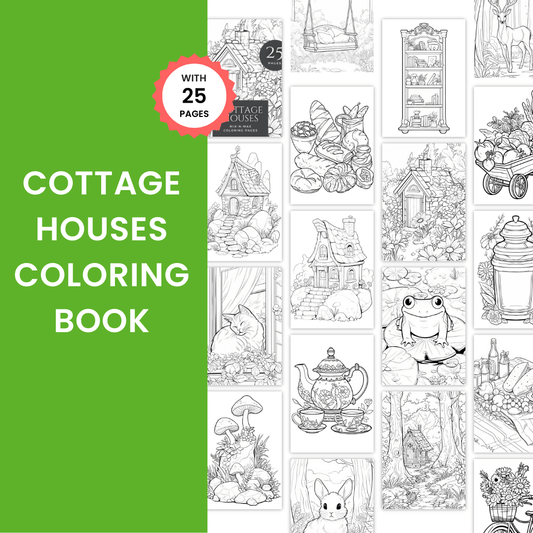 Cottage Houses Coloring Book Mock up