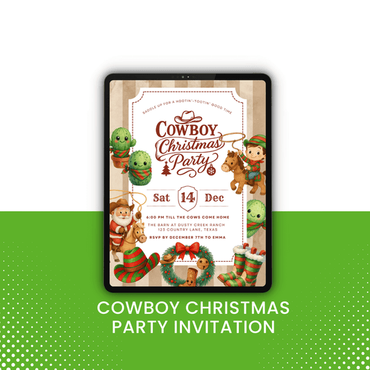 Cowboy Christmas Party Invitation Mock up
