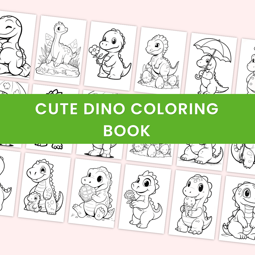 Cute Dino Coloring Book Template 2