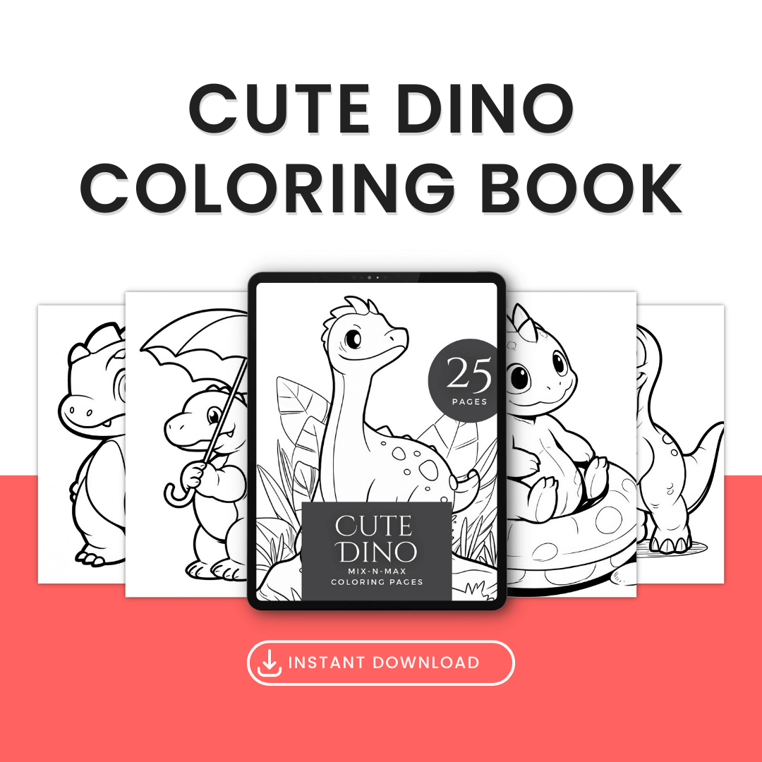 Cute Dino Coloring Book Template 1