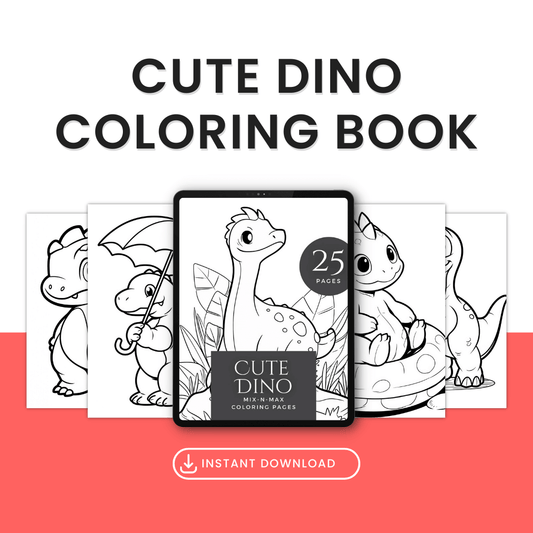 Cute Dino Coloring Book Template 1