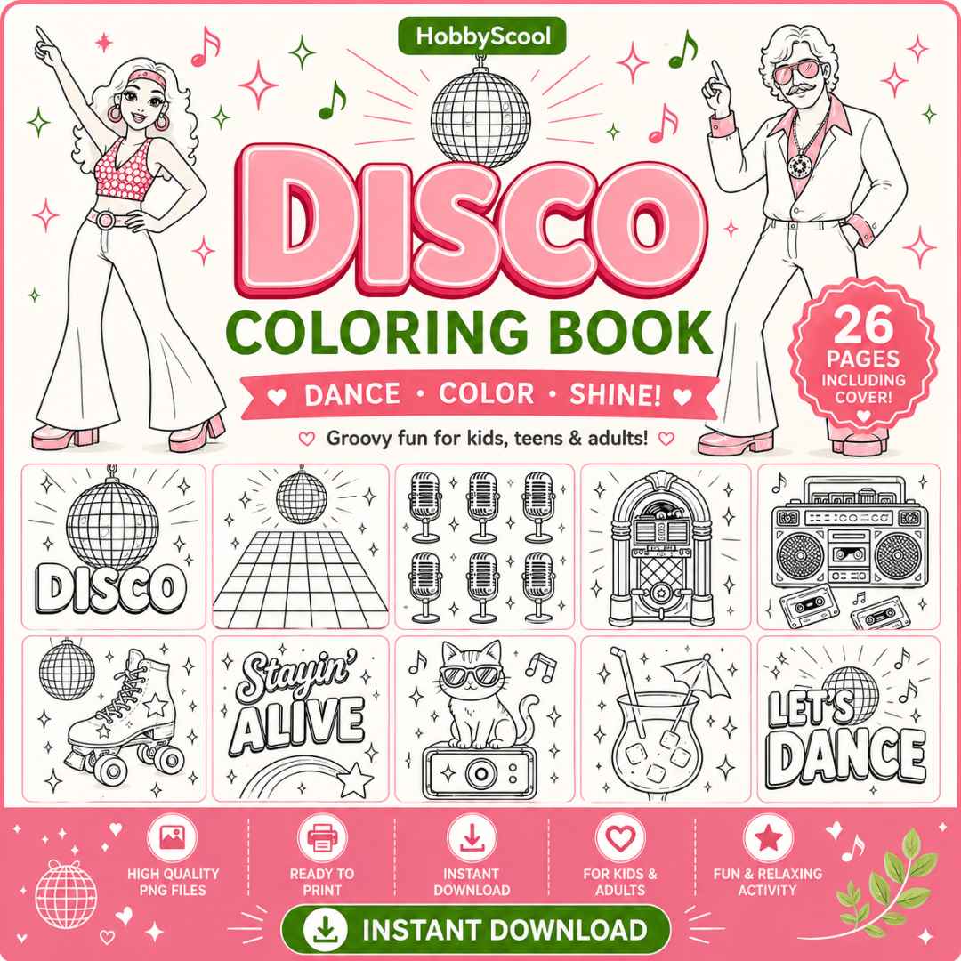 Disco Coloring Book Template 