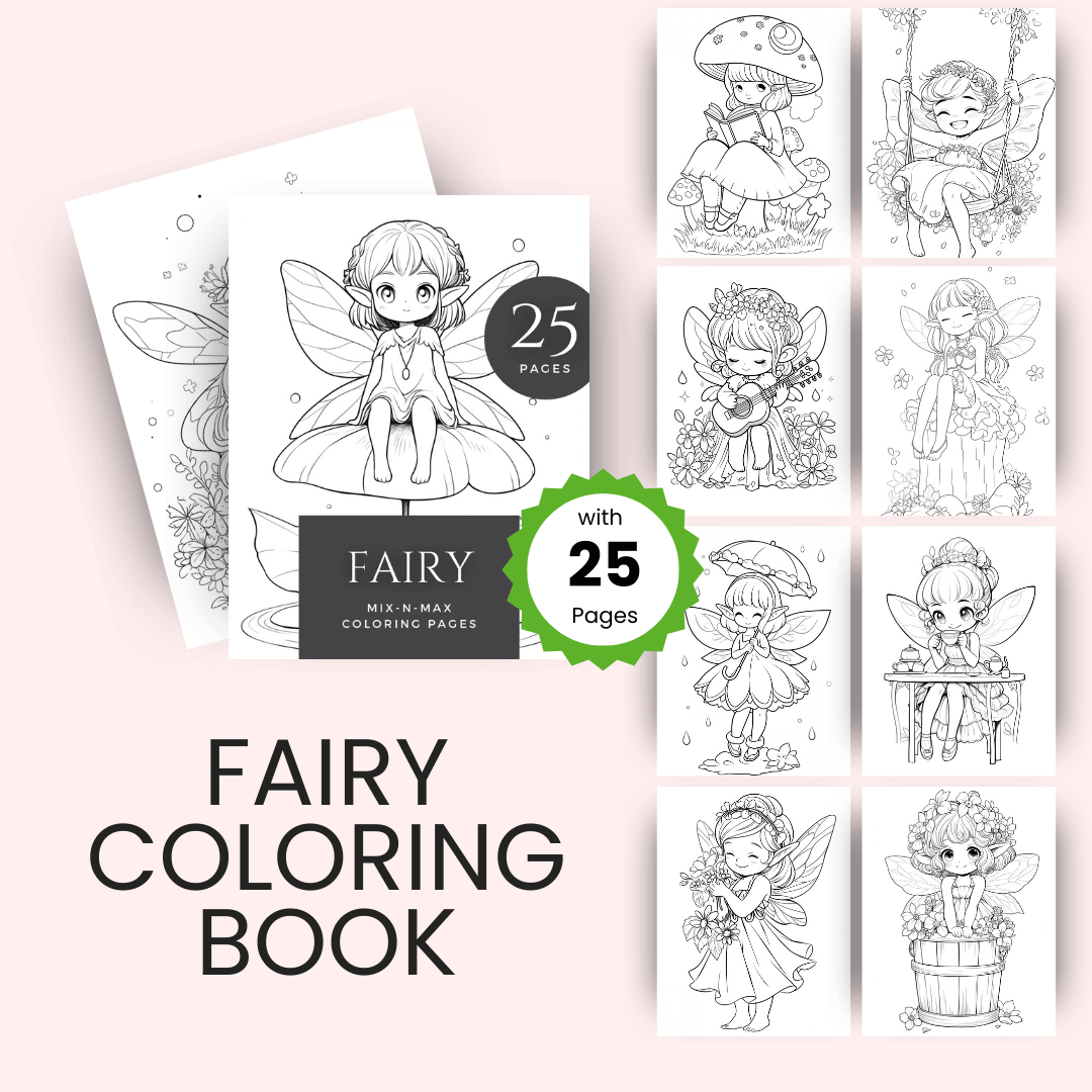Fairy Coloring Book Mock up