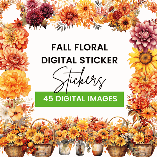 Fall Floral Digital Stickers Mock up