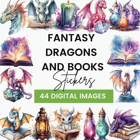 Fantasy Dragons and Books Digital Template