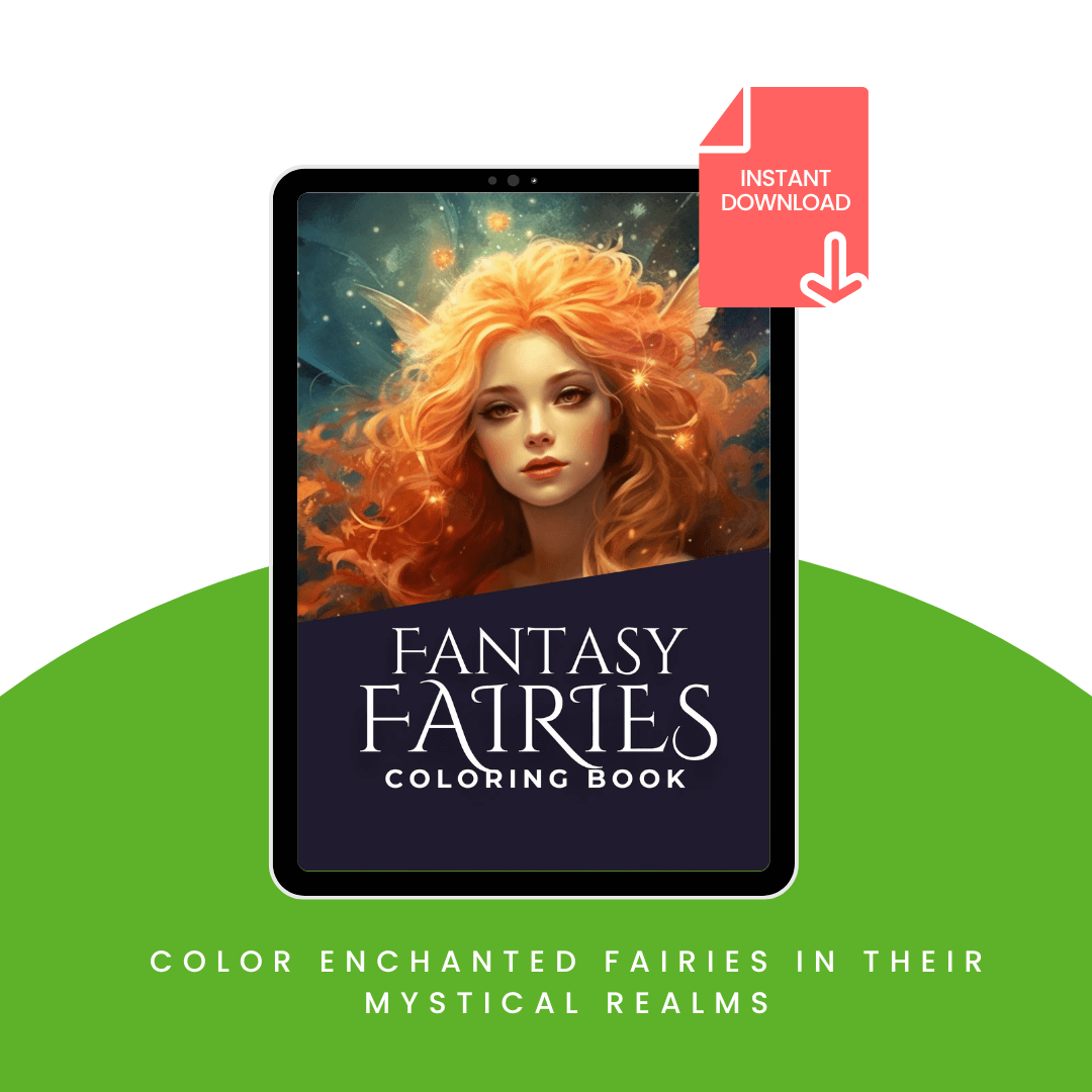 Fantasy Fairies Coloring Book Mock up 2
