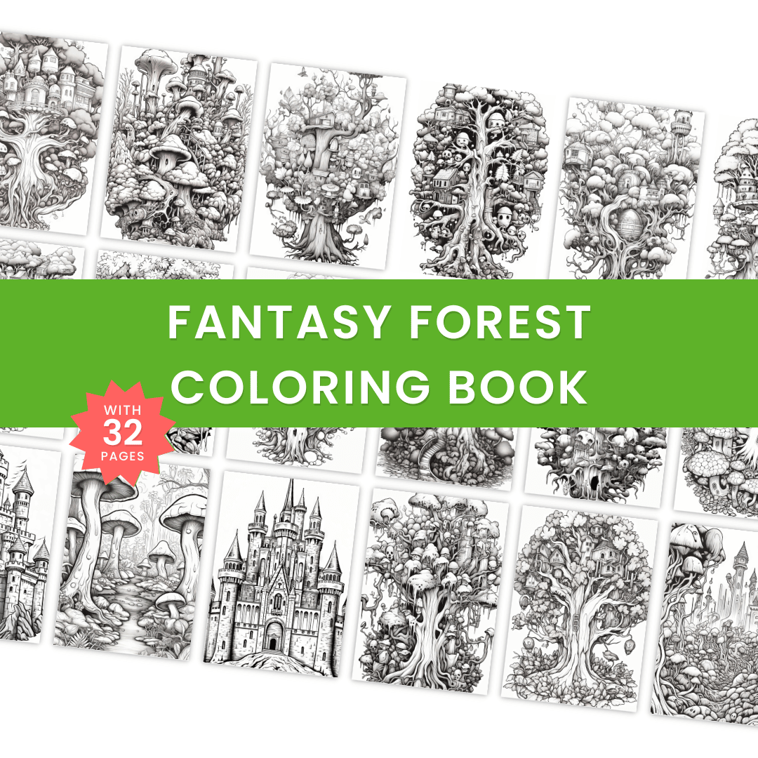 Fantasy Forest Coloring Book Mockup