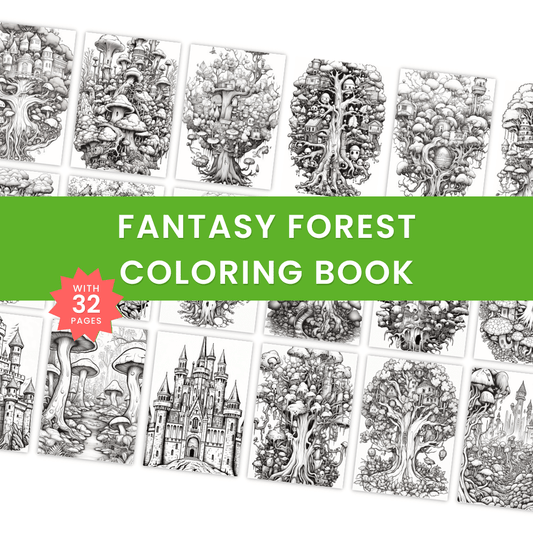 Fantasy Forest Coloring Book Mockup