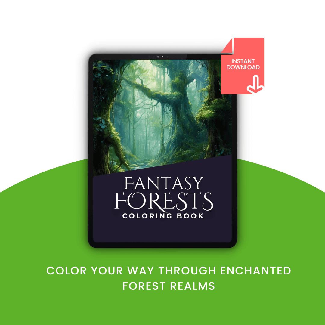 Fantasy Forest Coloring Book Mockup 2