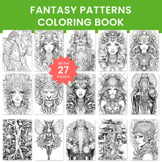 Fantasy Patterns Coloring Book Mockup