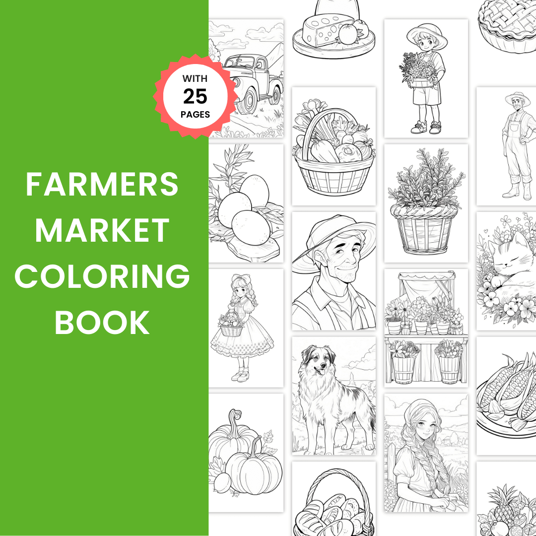 Farmers Market Coloring Book Mock up