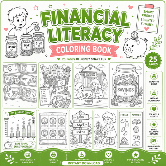 Financial Literacy Coloring Book Template