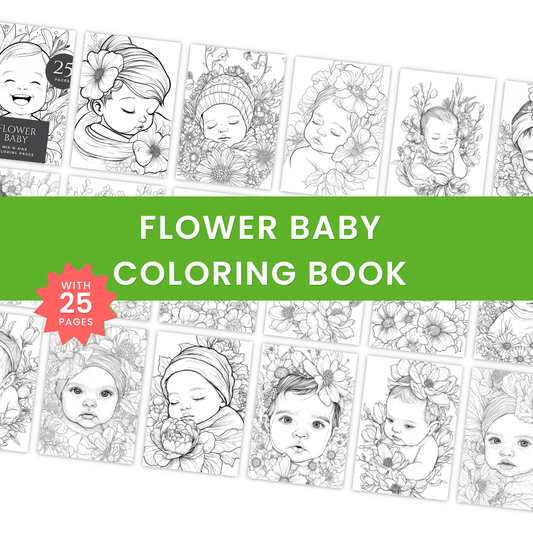 Flower Baby Coloring Book Template 1