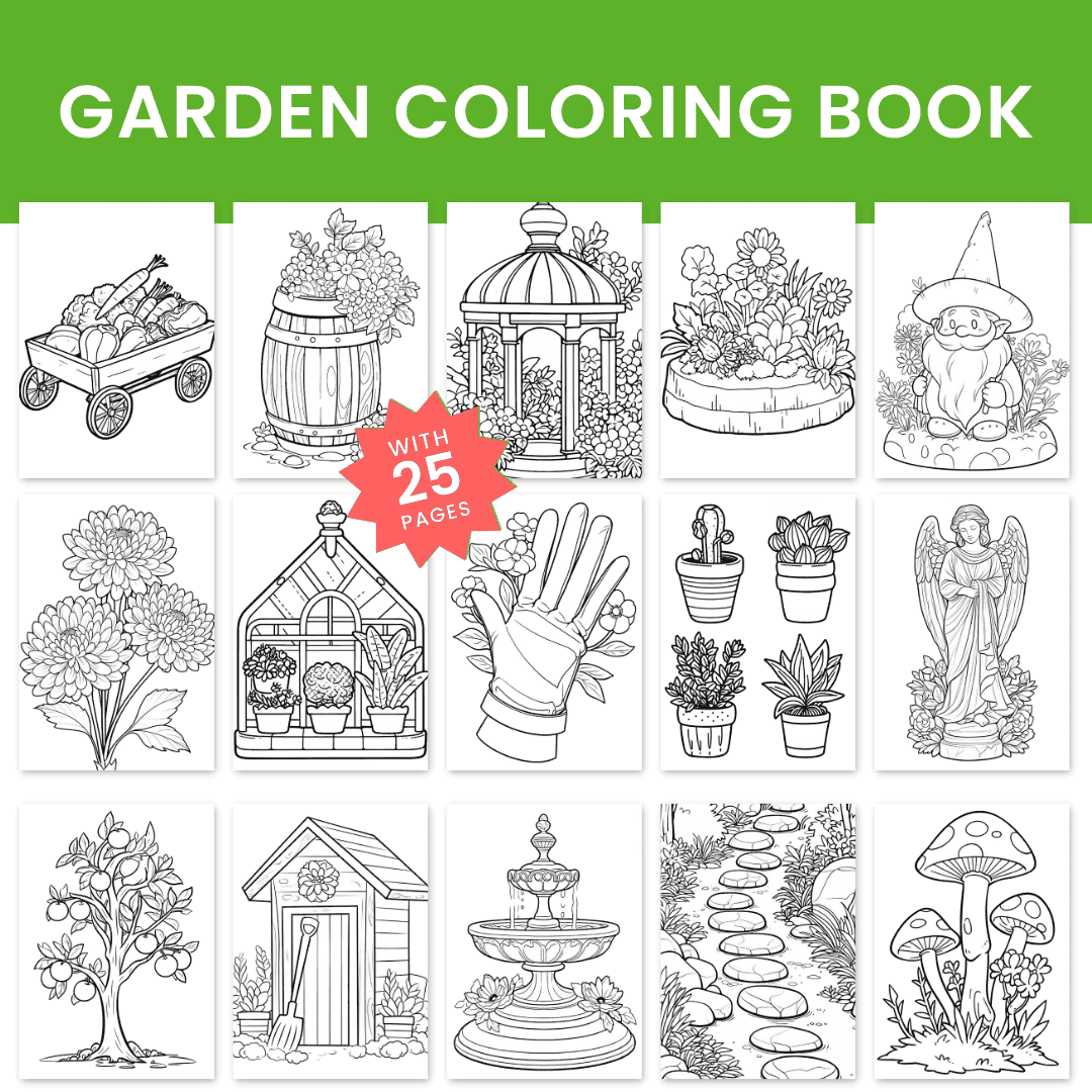Garden Coloring Book Template
