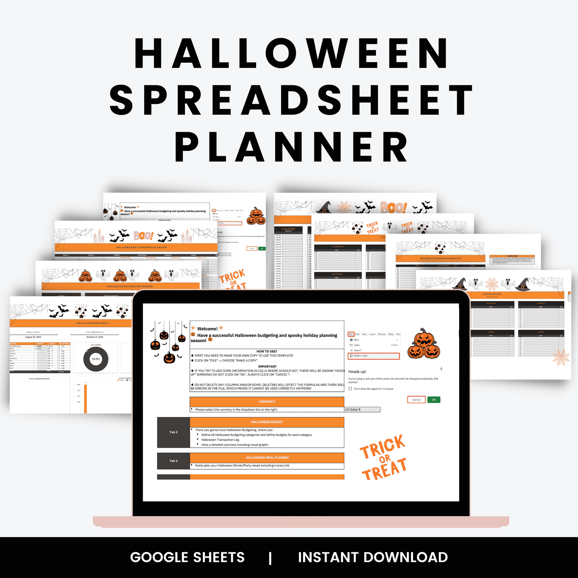 Halloween Spreadsheet Planner Google Sheets