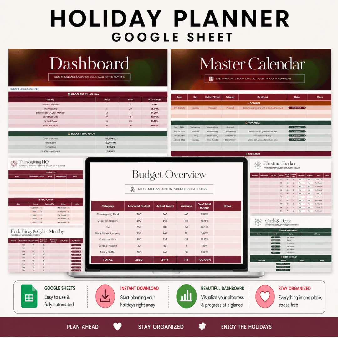 Holiday Planner Google Sheet Template