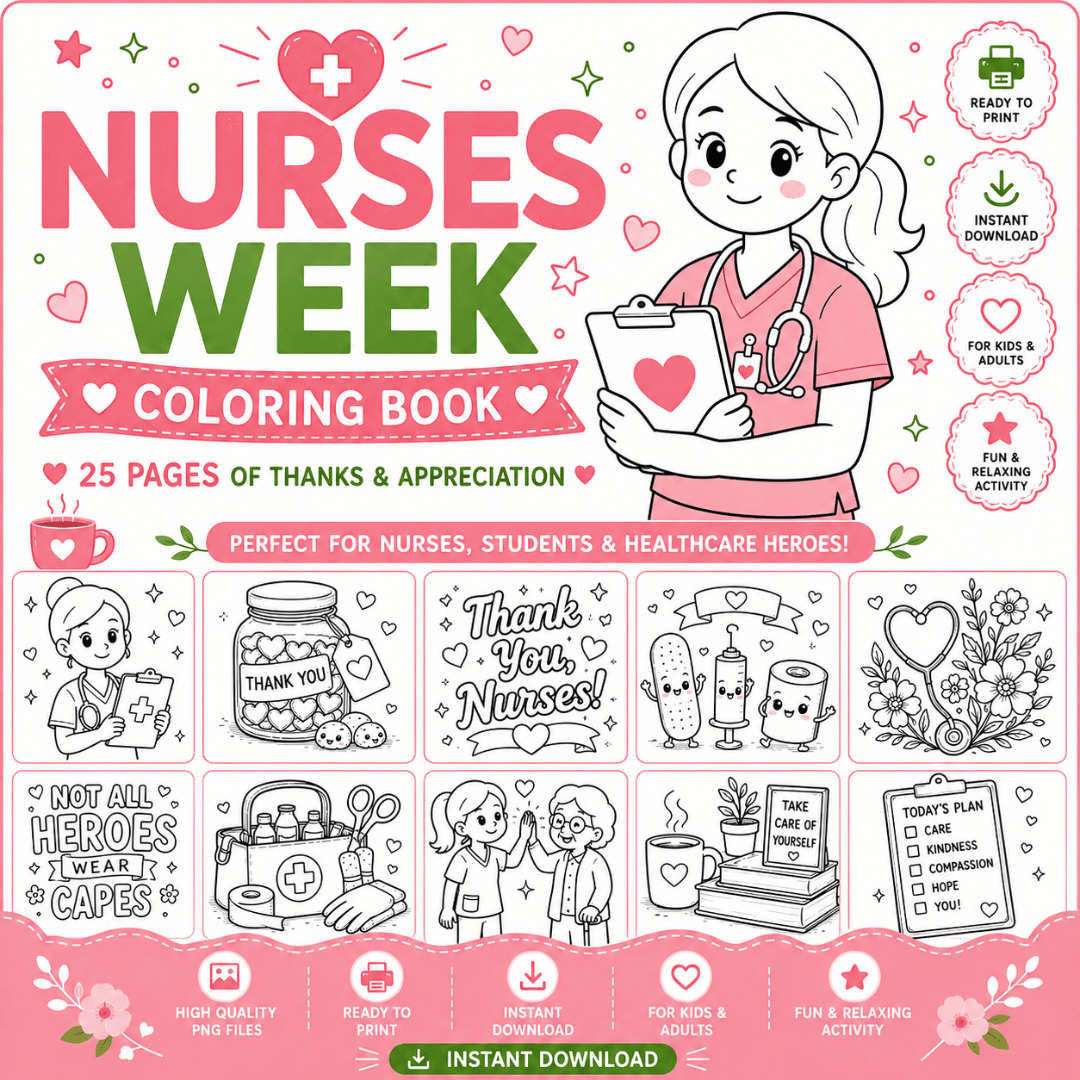 Nurses Week Coloring Book Template