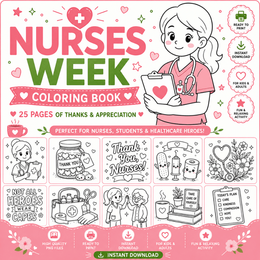 Nurses Week Coloring Book Template