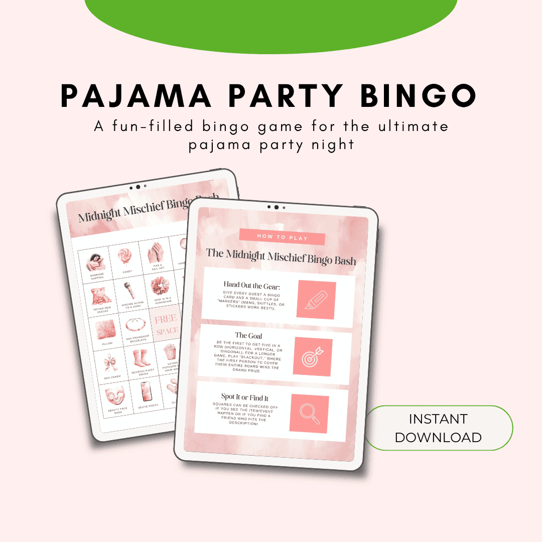 Pajama Party Bingo Template