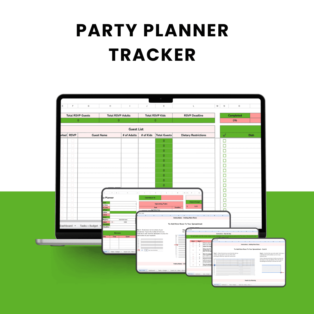 HobbyScool Party Planner Tracker Mock up