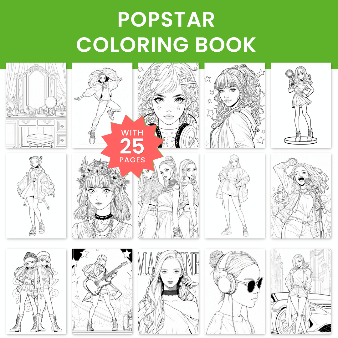 Popstar Coloring Book Template 1