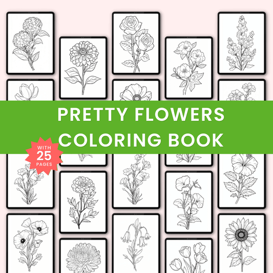 Pretty Flowers Coloring Book Mock up