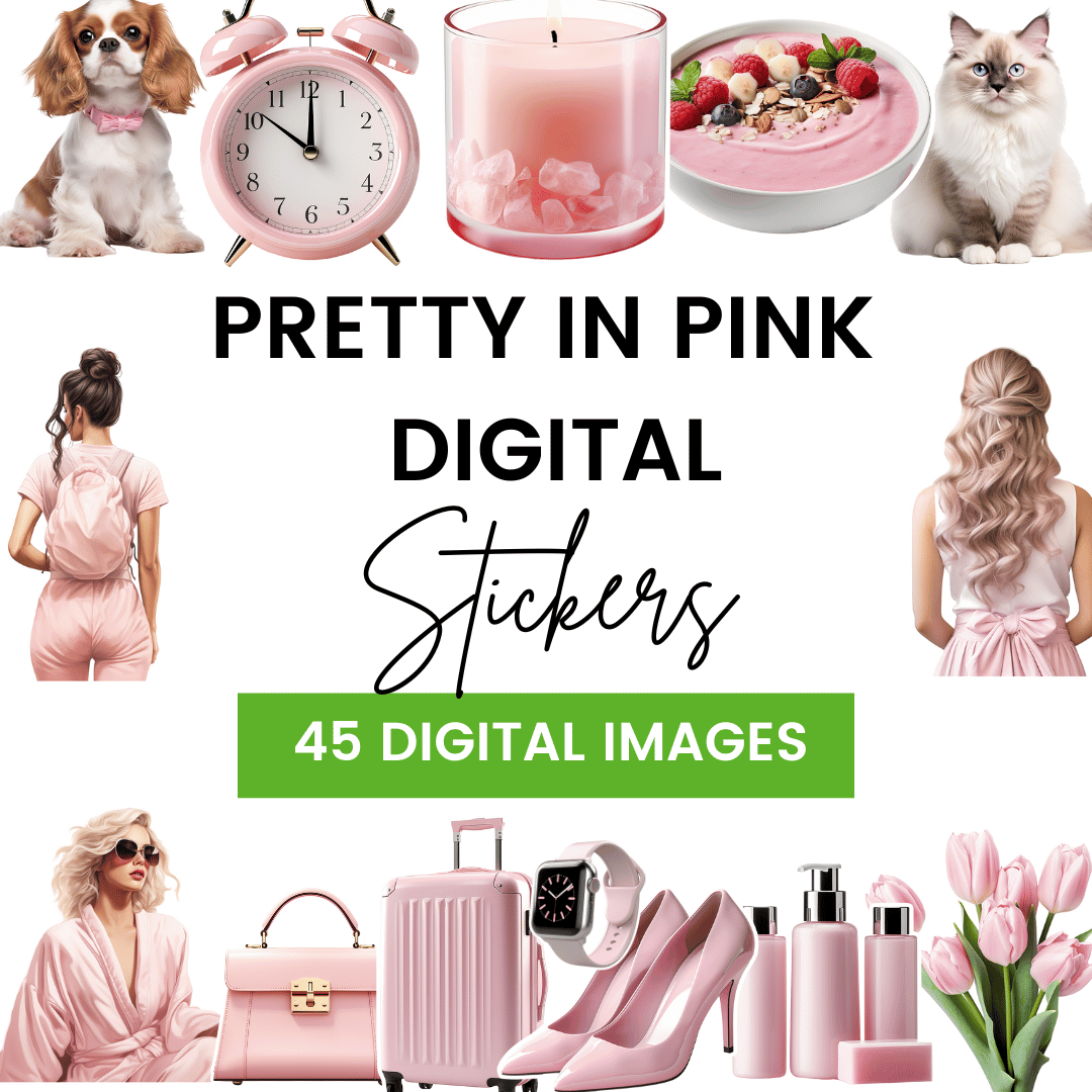 Pretty In Pink Digital Stickers Template