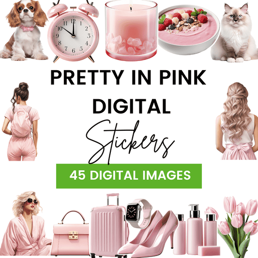 Pretty In Pink Digital Stickers Template