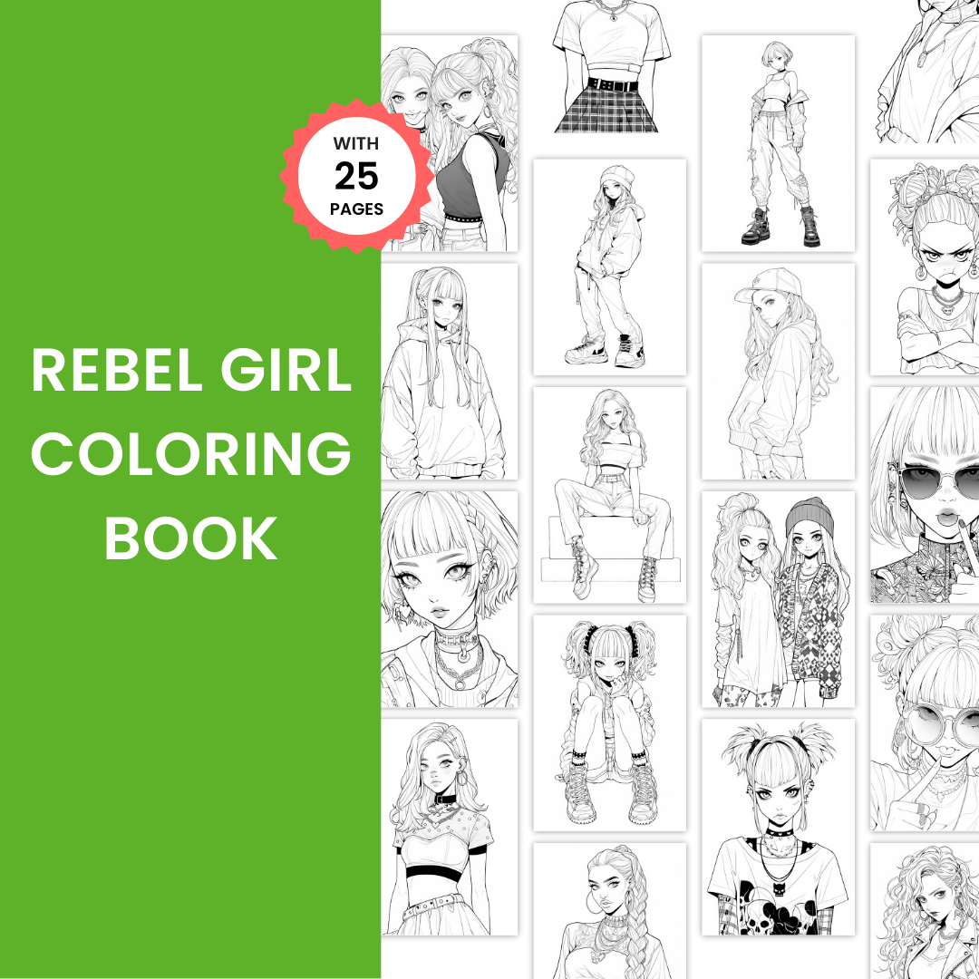 Rebel Girl Coloring Book Mockup