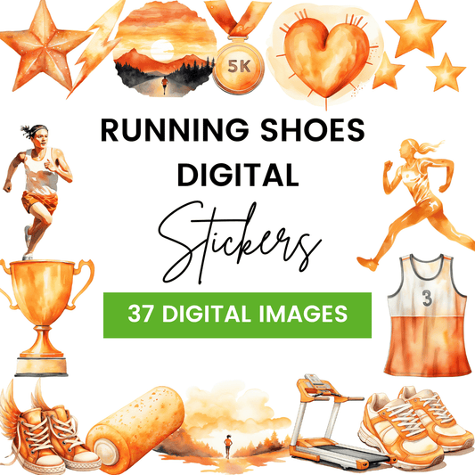 Runing Shoes Digital Stickers Template