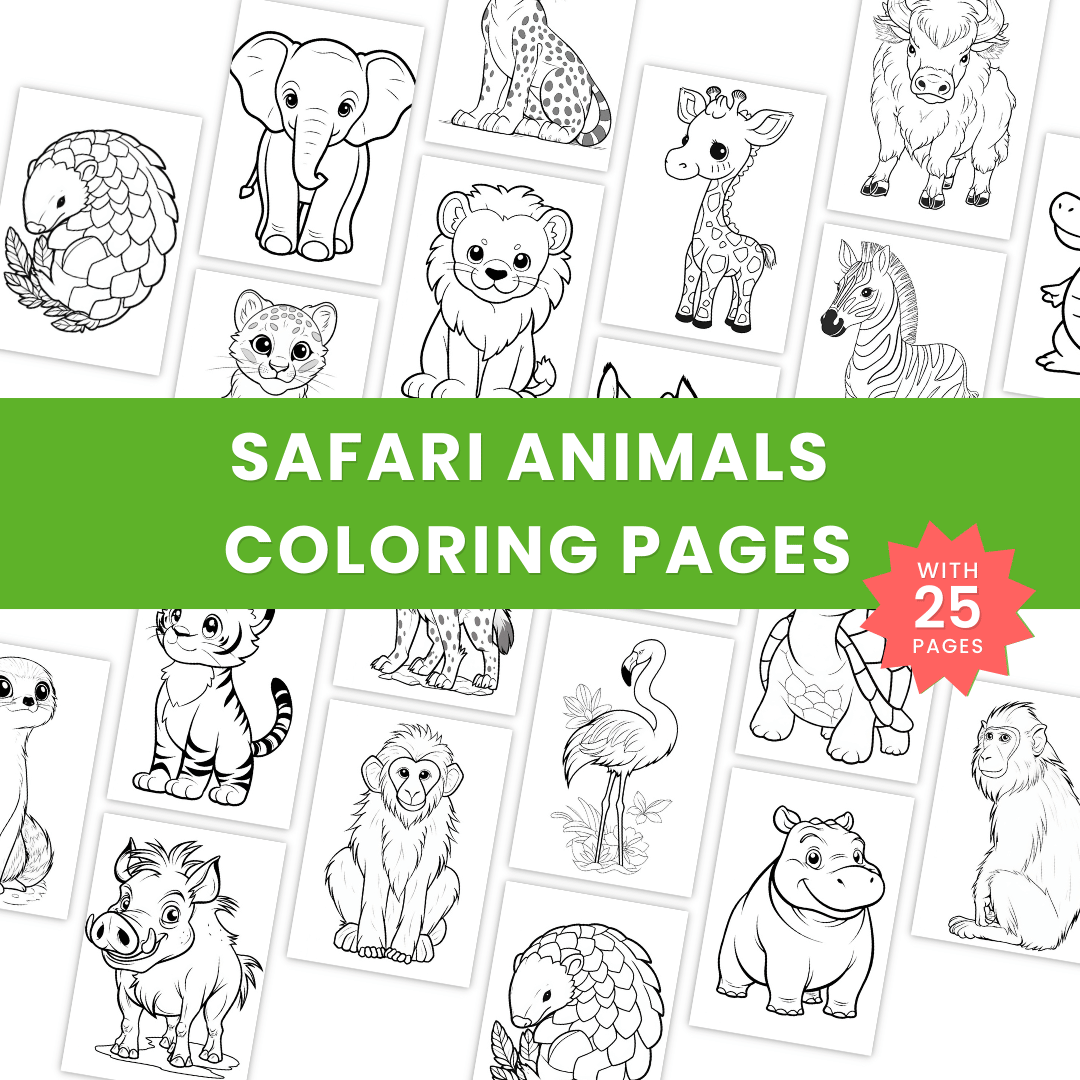 Safari Animals Coloring Pages Template 1