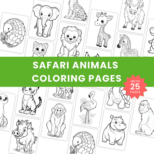 Safari Animals Coloring Pages Template 1