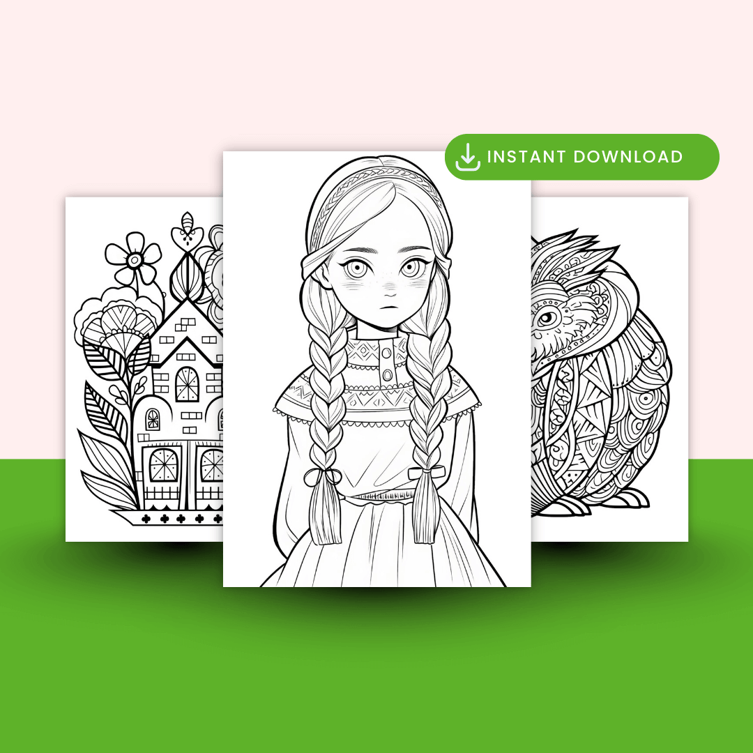 Scandinavian Folk Art Coloring Book Mock up 2