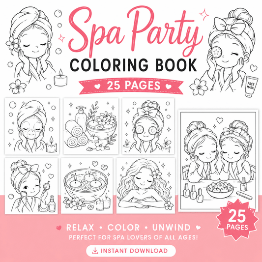 Spa Party Coloring Book printable pages