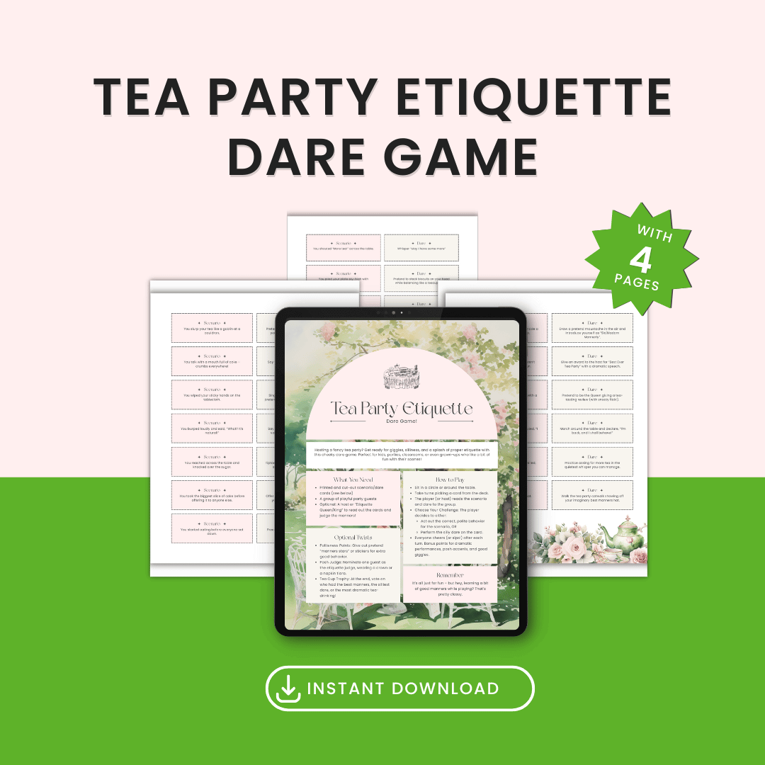 Tea Party Etiquette Dare Game Mockup