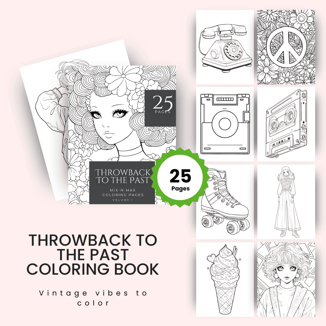 HobbyScool Throwback to the Past Coloring Book Mockup