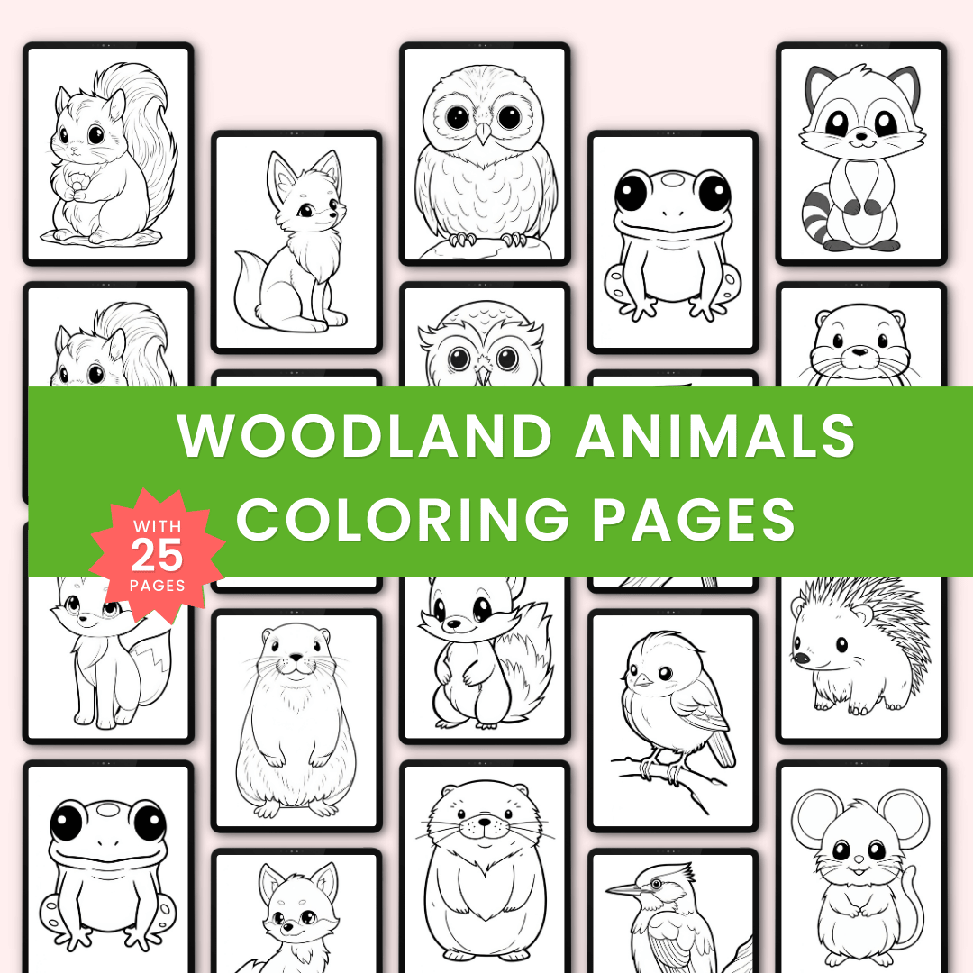 Woodland Animals Coloring Pages Template 1