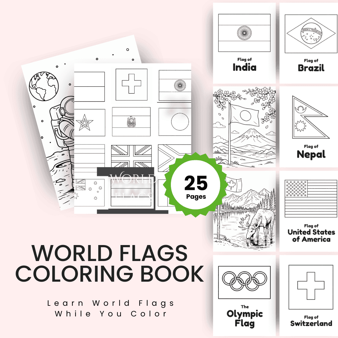 HobbyScool World Flags Coloring Book Mockup 1