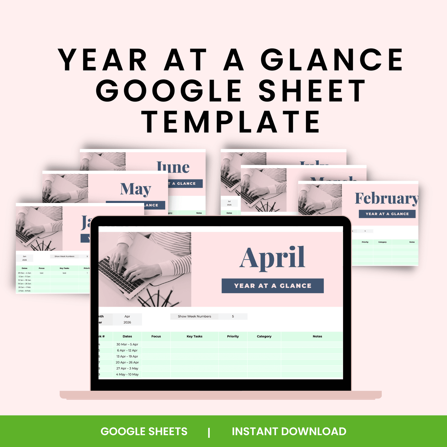 Year At A Glance Google Sheet Mock up