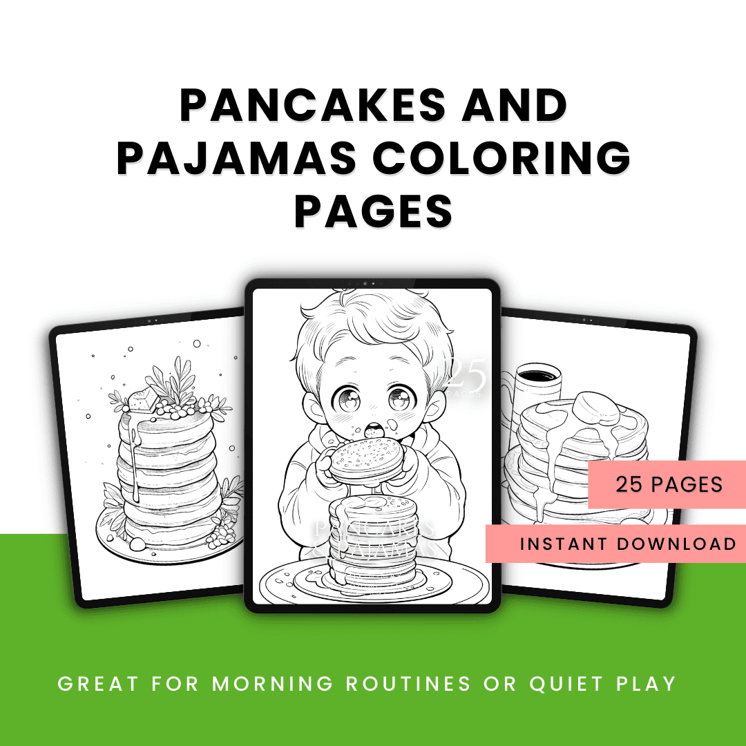 HobbyScool Pancakes And Pajamas Coloring Pages Mock up