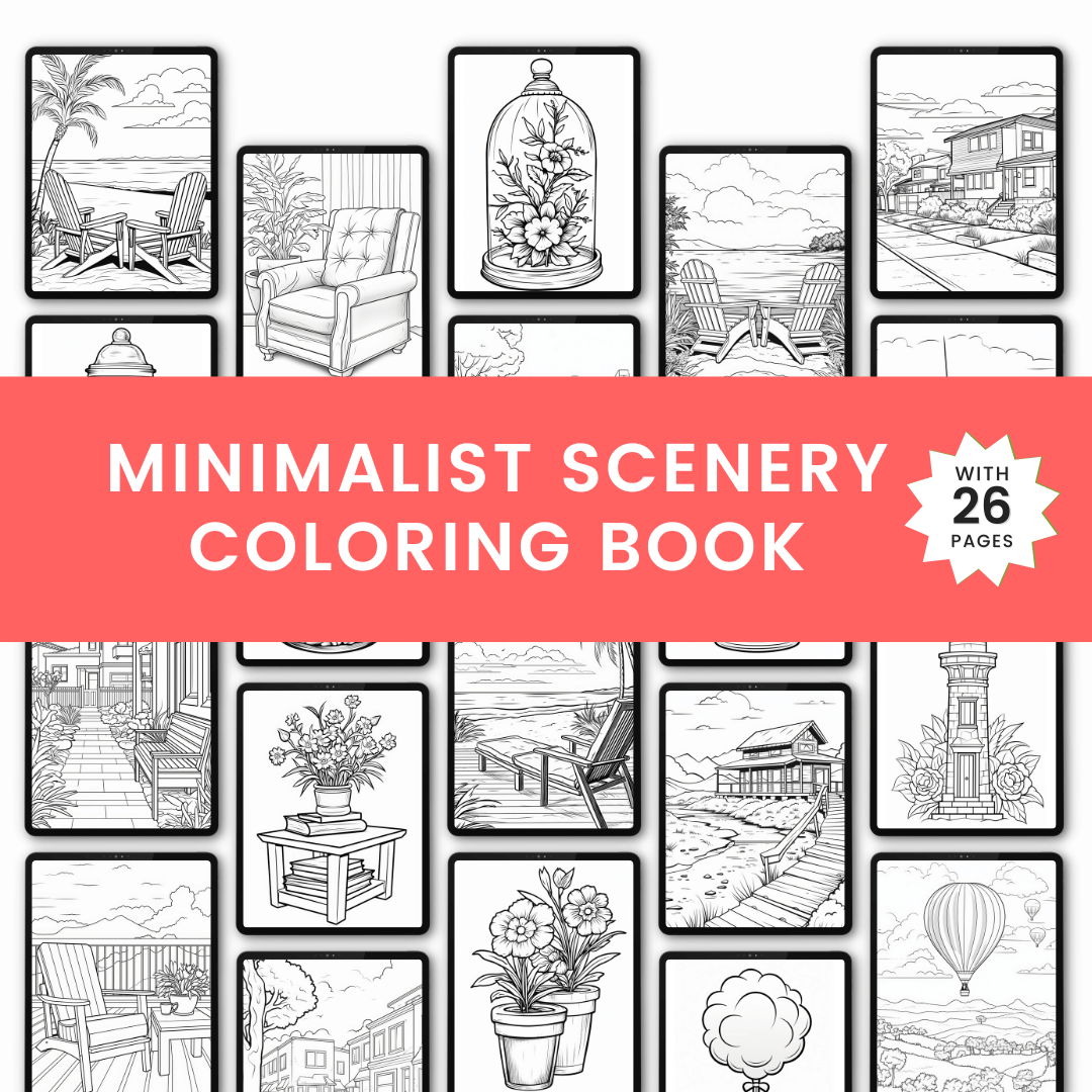 Minimalist Scenery Coloring Book