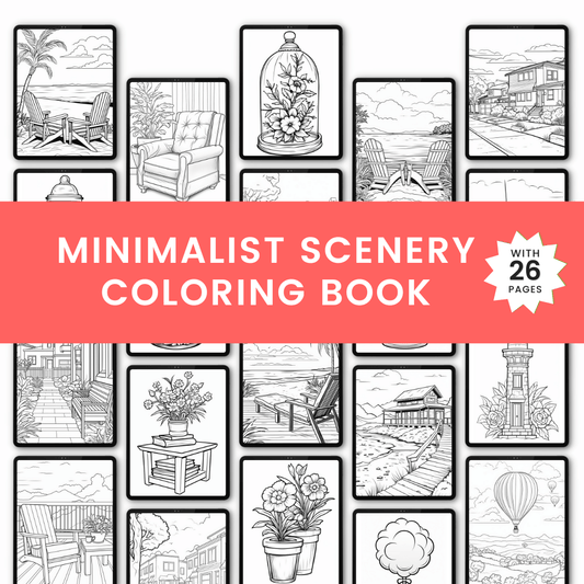 Minimalist Scenery Coloring Book