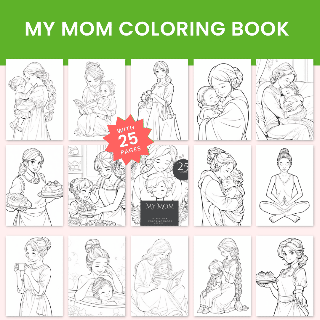 My Mom Coloring Book Mockup