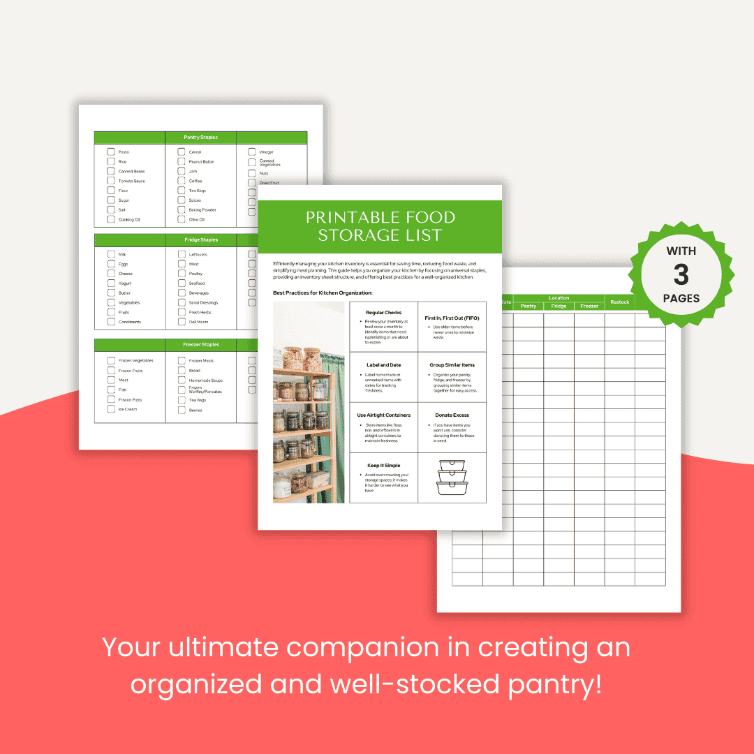 Kitchen Storage List Sample Printable Food Storage List – HobbyScool