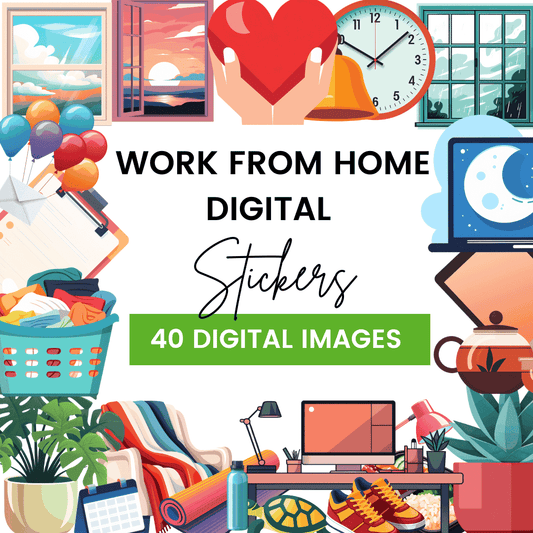Work From Home Digital Stickers Mock up