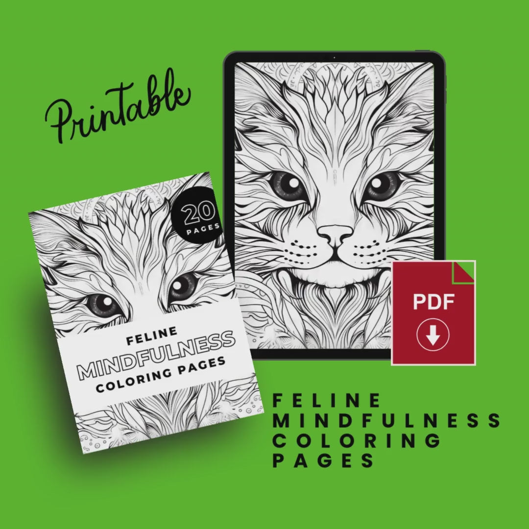 Feline Mindfulness Printable Coloring Pages