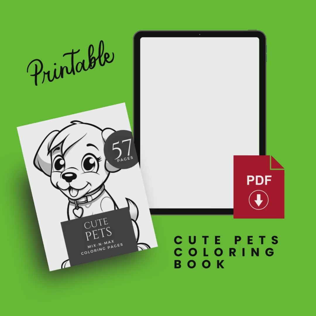 Cute Pets Printable Coloring Book